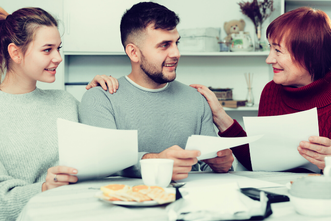 Family at the table planning life